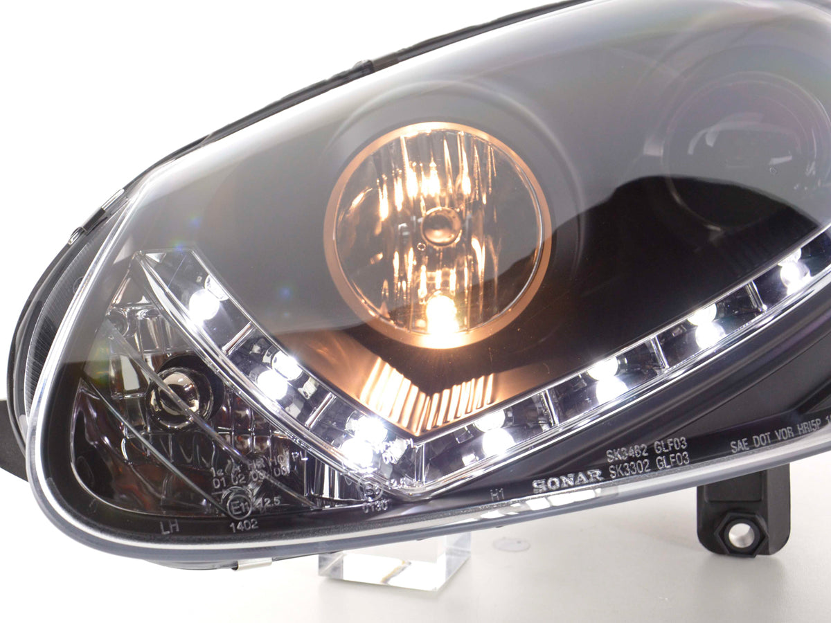 Scheinwerfer Set Daylight LED TFL-Optik VW Golf 5 Typ 1K 03-08 schwarz Scheinwerfer Set Daylight LED TFL-Optik VW Golf 5 Typ 1K 03-08 schwarz
